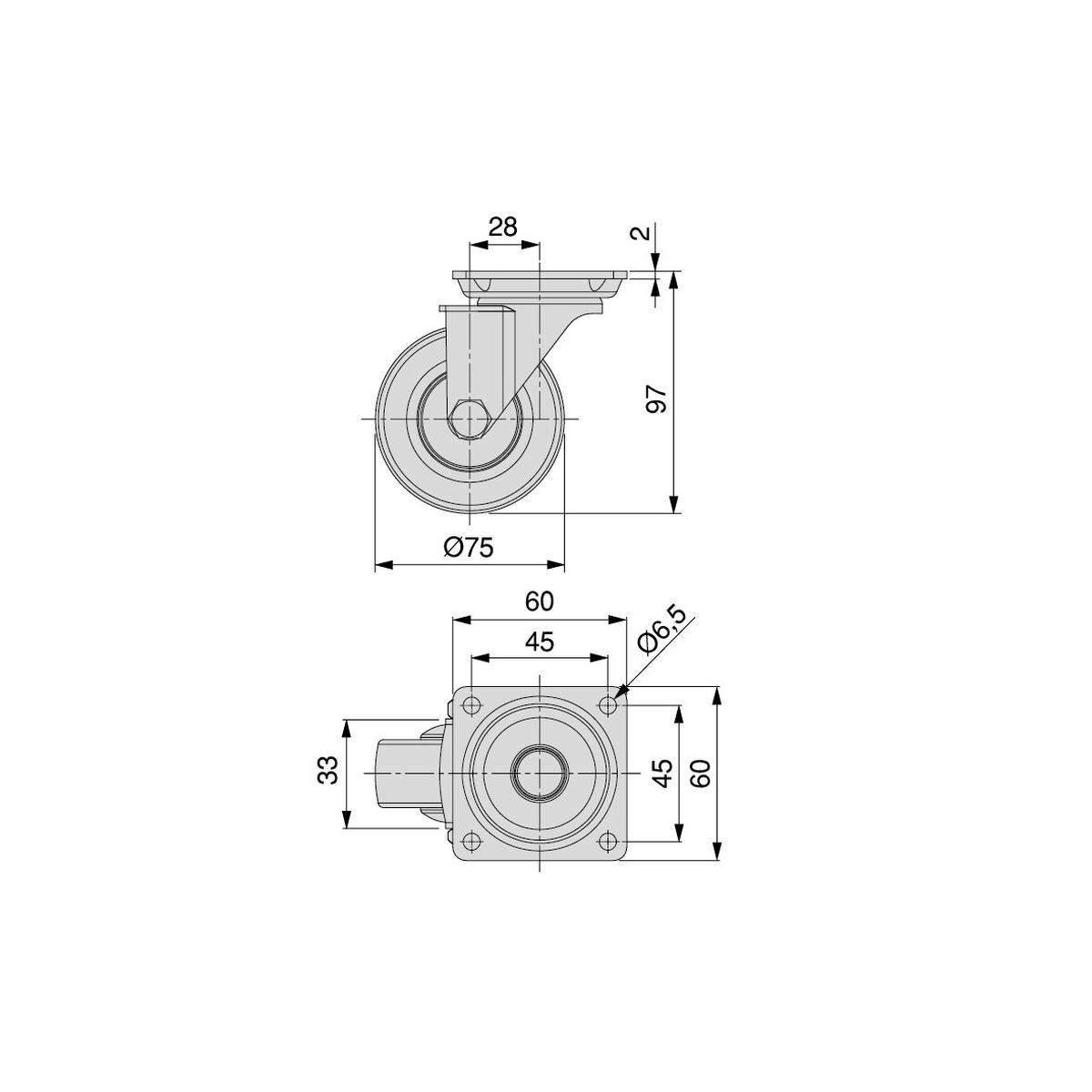 ROLLEN Slip 2 Red mit Montageplatte, Durchmesser 75mm, Stahl und Kunststoff 4er-set - Multicolor, Metall (12/12/18.5cm) - EMUCA
