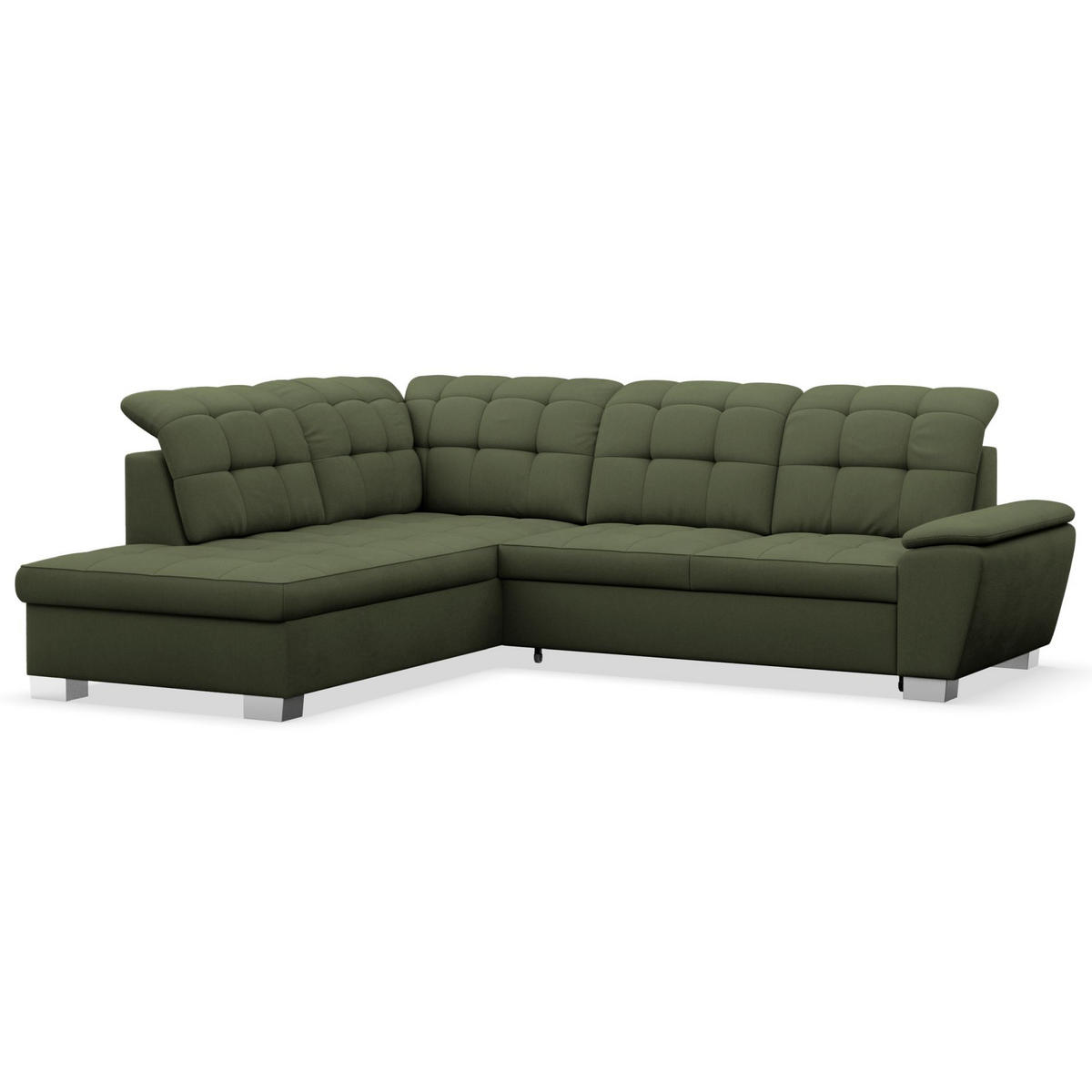 ECKSOFA Jamaal Khaki linksseitig - Schwarz/Grün, Textil (258/212cm) - Selsey