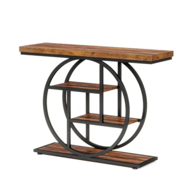 KONSOLENTISCH Schwarz/Rustikalbraun 105/30/80 cm - Schwarz, Metall (30/105/80cm) - PANGIVO