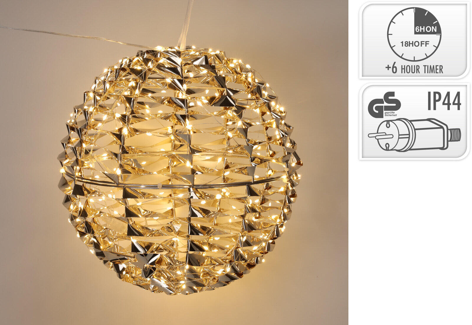 AUSSENDEKORATION Kugel Leuchtend Ø 30 cm - Goldfarben, Kunststoff (30/30/30cm) - Home Styling Collection