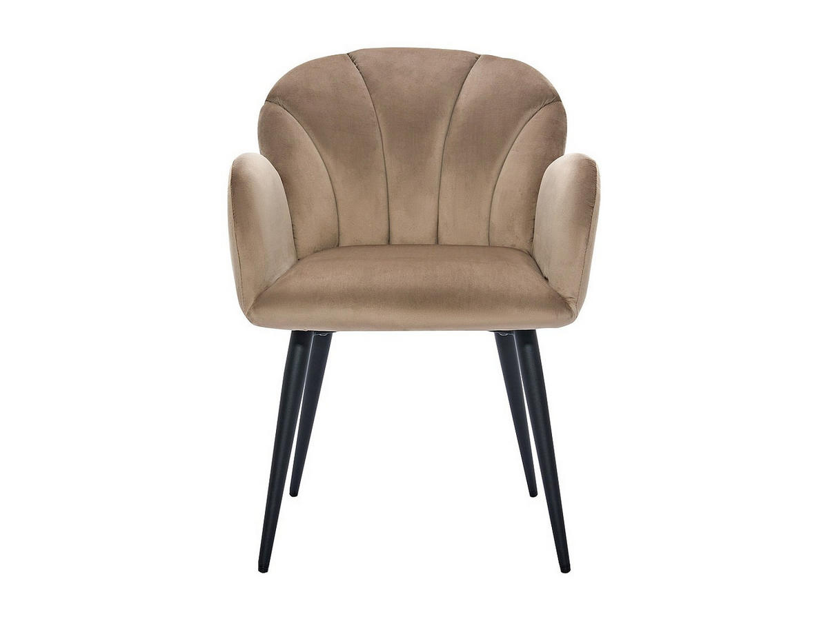 STUHL mit Armlehnen 6er-Set - Samt & schwarzes Metall - Beige - LANSENA - Beige, Textil (65/81/56cm) - Pascal Morabito