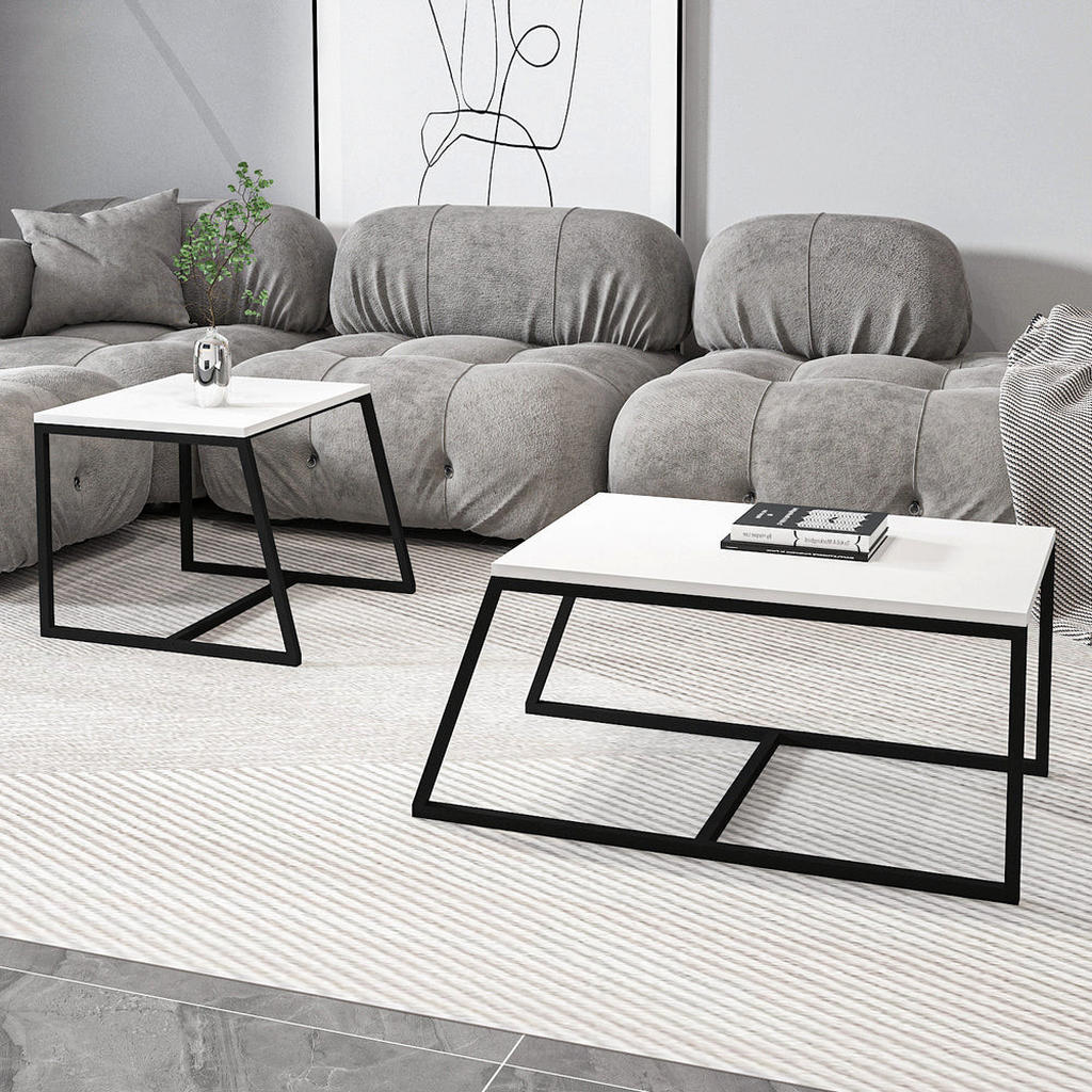 Thumbnail - moebel17 Couchtisch, Weiß, Schwarz, Holzwerkstoff, Metall, Rechteckig,Rechteckig, 88x38x50 cm, Wohnzimmer, Wohnzimmertis...