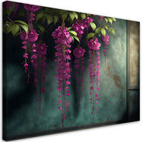 LEINWANDBILD Hängende rosa Blumen Beton - Grün, Textil (60/40cm) - Feeby