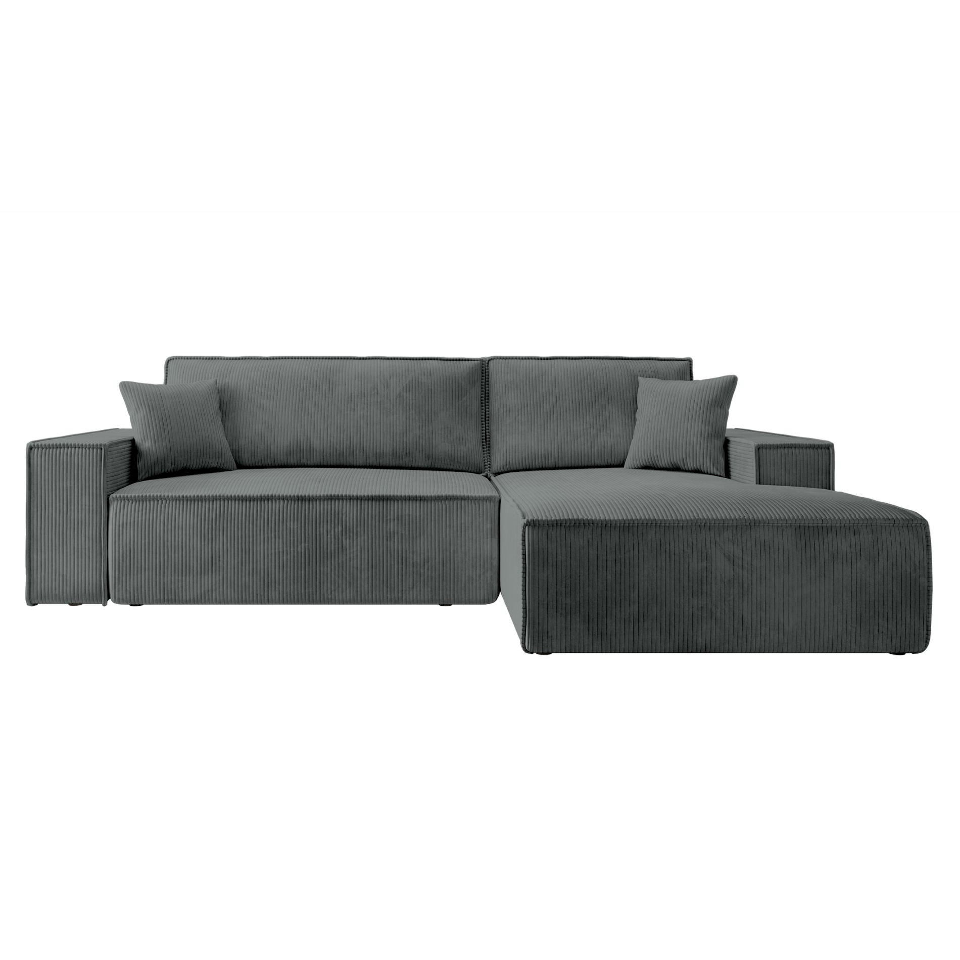 ECKSOFA Farese New Grau mit Cordbezug, rechts - Dunkelgrau/Schwarz, Kunststoff/Textil (167/267cm) - Selsey