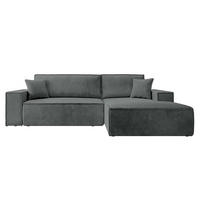 ECKSOFA Farese New Grau mit Cordbezug, rechts - Dunkelgrau/Schwarz, Kunststoff/Textil (167/267cm) - Selsey