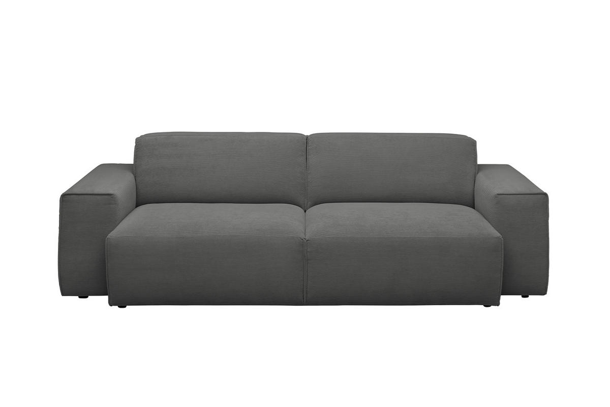 SOFA RANI Anthrazit Cord - Anthrazit/Schwarz, Kunststoff/Textil (256/71/101cm) - KAWOLA