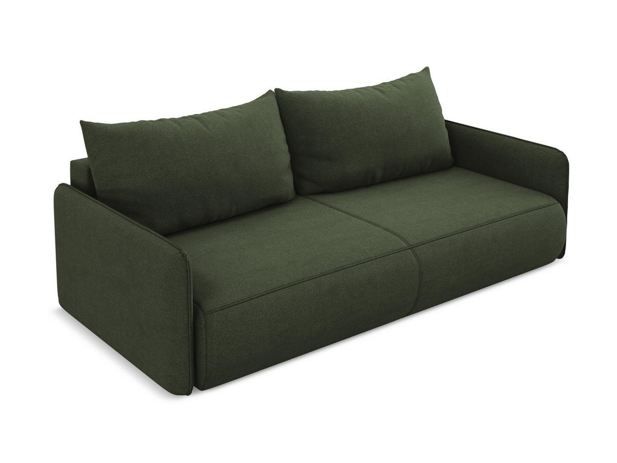3-SITZER SOFA mit Schlaffunktion Strukturstoff Stoff Grün - Schwarz/Olivgrün, Kunststoff/Textil (216/86/105cm) - Makamii