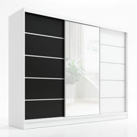 SCHWEBETÜRENSCHRANK 200 cm AURELIA 1 Farbe: Weiß, Schwarz, Weiß - Schwarz/Weiß, Holzwerkstoff (200/215/60cm) - A&J MöbelLand