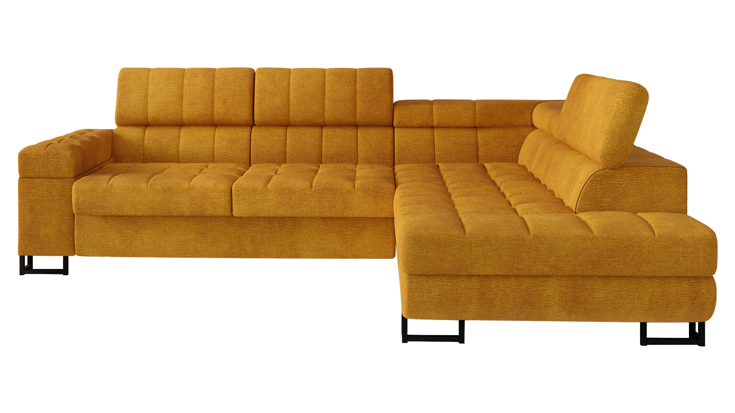 ECKSOFA Laris, Seite: Rechts - Currygelb/Schwarz, Holz/Textil (271/203cm) - MIRJAN24