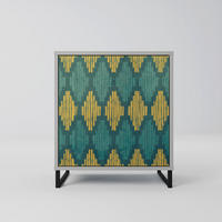 SIDEBOARD POLYGONS, Grau, 57,5x42x67,5 cm, Schwarze Metall-Rahmenfüße - Multicolor/Schwarz, Holzwerkstoff/Metall (57.5/67.5/42cm) - SpaceRebels