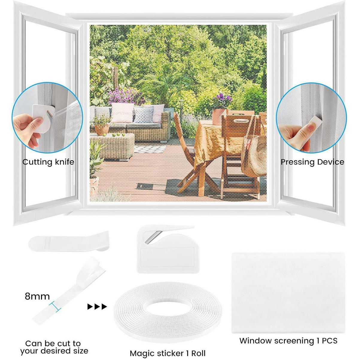 FLIEGENGITTER für Fenster 250 x 150 cm Weiß - Transparent, Textil (5/15/5.2cm)