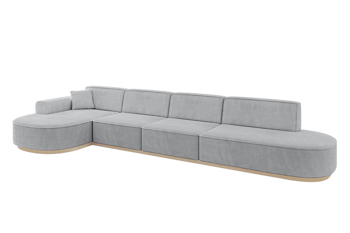 ECKSOFA Ottomane Links MARI-L3-v1 - 413x171x83 cm Grau Cord - Grau, Holzwerkstoff/Textil (413/171cm) - ALTDECOR
