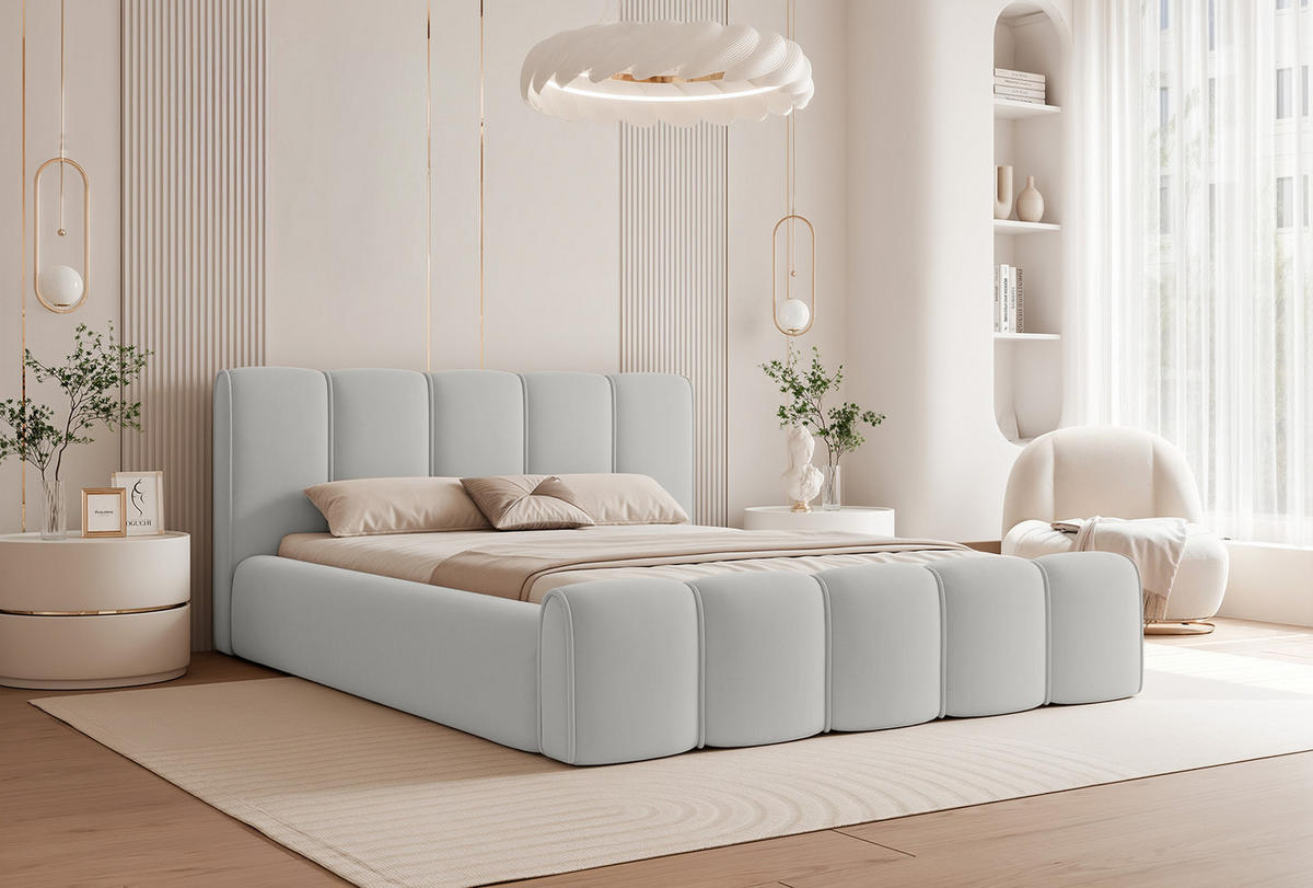 POLSTERBETT LLALO 200x200 cm, Hellgrau - Hellgrau, Textil (200/200cm) - Fedve