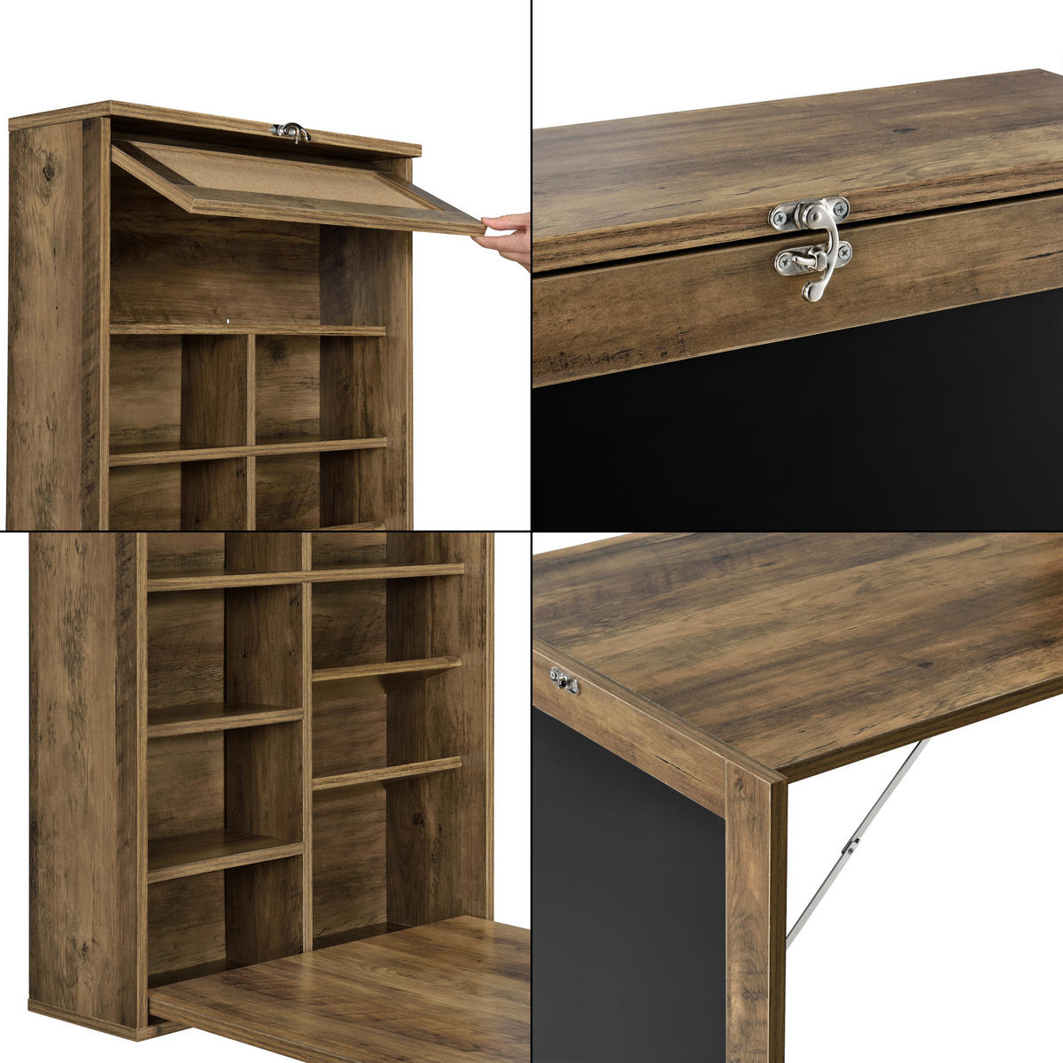 WANDKLAPPTISCH Kläppen - Braun, Holzwerkstoff (50/156/91.5cm) - [en.casa]