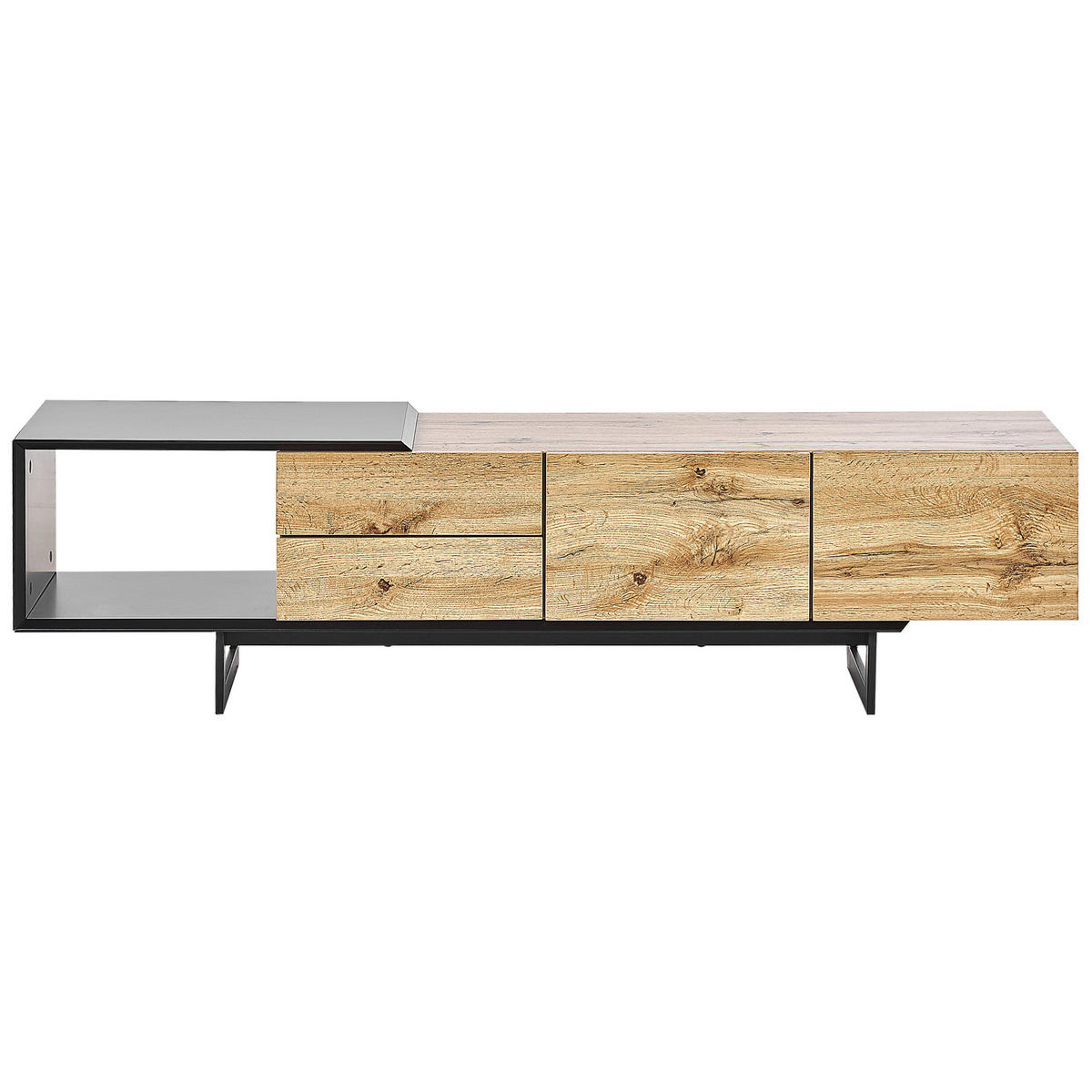 TV-MÖBEL Hellbraun, Schwarz FIORA 39/160/44 cm - Hellbraun, Holzwerkstoff (160/44/39cm) - Beliani