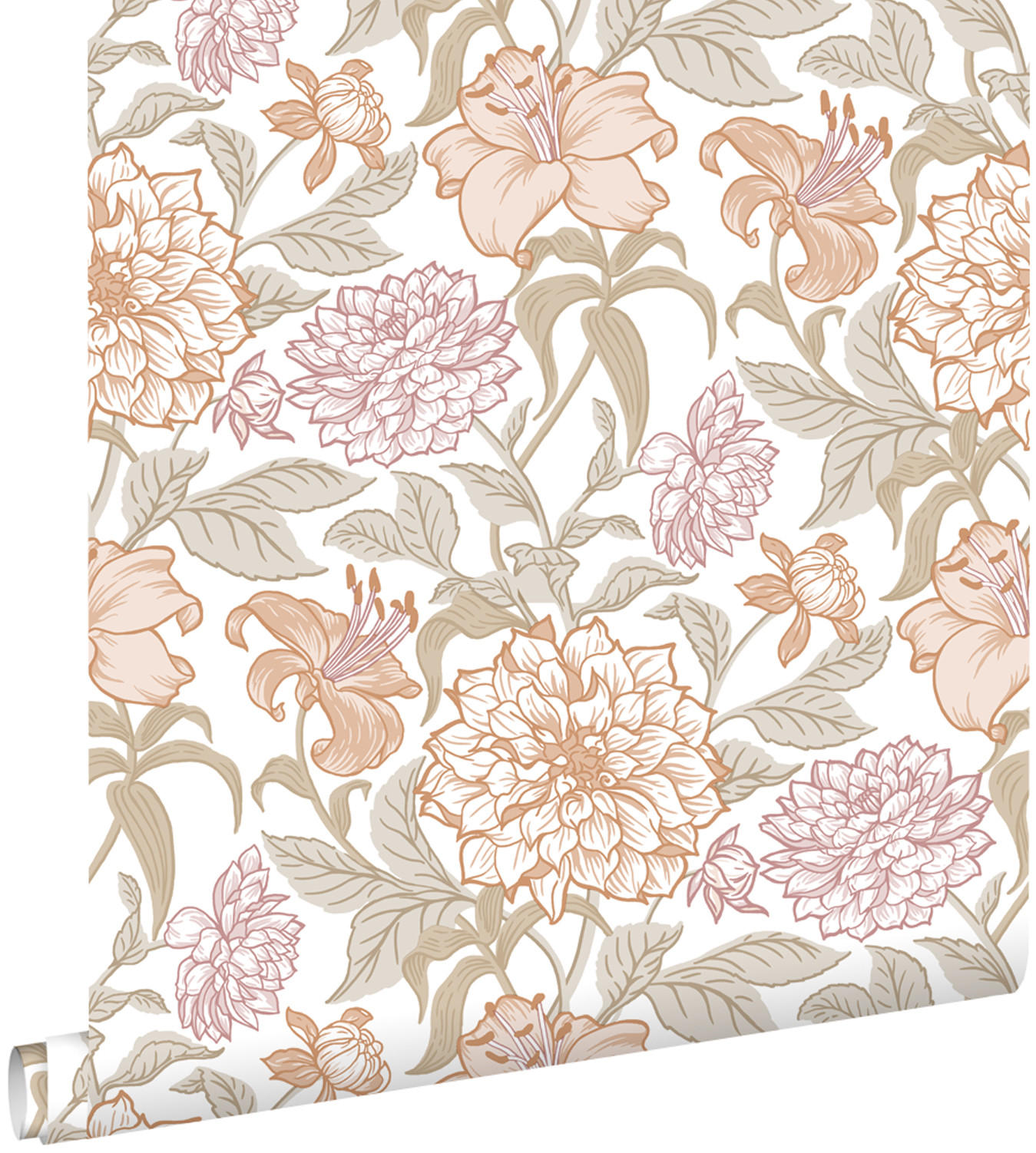 TAPETE Blumenmuster 53 cm x 10.05 m - Terracotta, Papier (53/1000cm) - ESTAhome