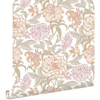 TAPETE Blumenmuster 53 cm x 10.05 m - Terracotta, Papier (53/1000cm) - ESTAhome