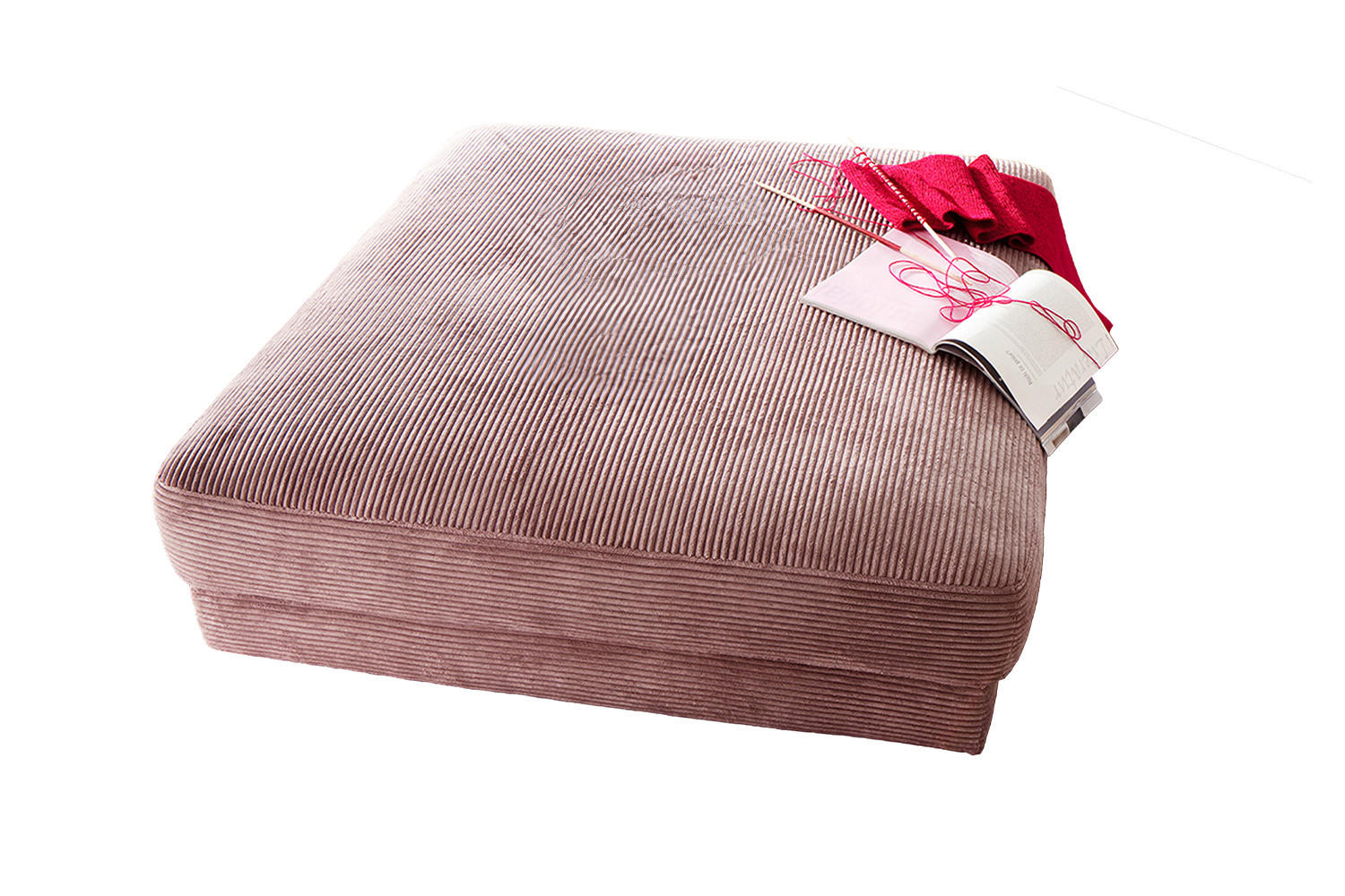 BIG HOCKER MADELINE Pink Cord - Rosa, Textil (120/43/120cm) - KAWOLA