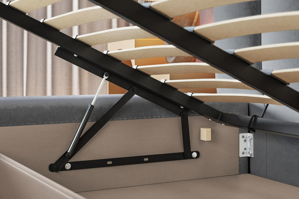 BETT 140x200 - Polsterbett mit Bettkasten und Metallrahmen - Modern Bett - Eleganter Catch Me-Stoff - Kollektion Alva Maxi - Weiß - Weiß, Holz/Textil (140/200cm) - Alpi-Möbel