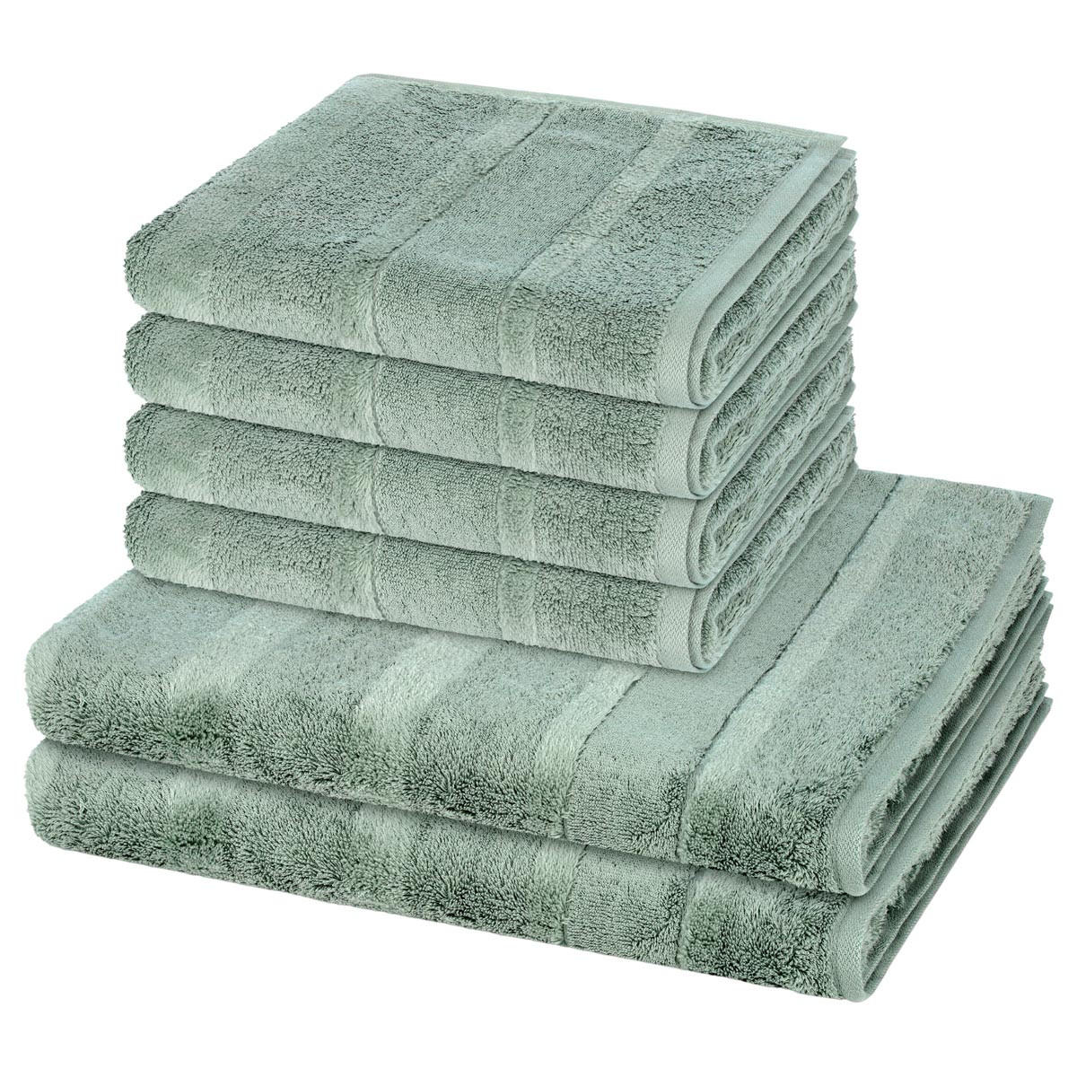 FROTTIERSET Noblesse 6-teilig - Grün, Textil (50/100cm) - Cawoe