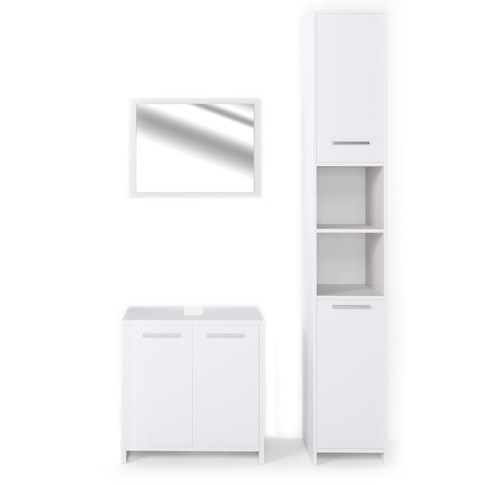 BADMÖBEL-SET Kiko Weiß 3 Teile, mit Hochschrank - Weiß, Holzwerkstoff (58/60/33cm) - Vicco