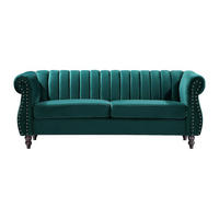 SOFA ohne Schlafmöglichkeit - 3 Personen - Samt, Stoff - Smaragdgrün - - Grün, Textil (195/77/78cm) - Vente-Unique