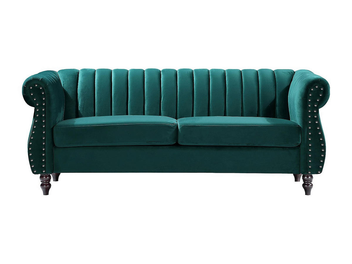 CHESTERFIELD-SOFA - 3-Sitzer - Samt - Smaragdgrün - TRUMBO - Grün, Textil (195/77/78cm) - Vente-Unique
