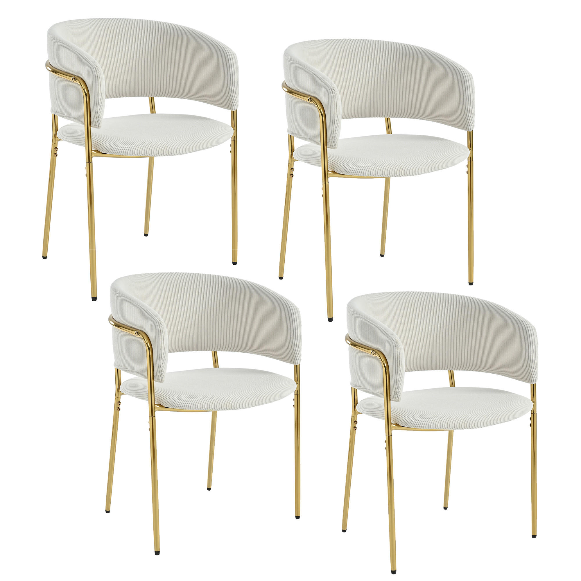 ESSZIMMERSTUHL 4 Stück 55×55×80 cm aus Metall & Holz mit Cord-Bezug, beige - Beige, Metall (55/80/55cm) - Luhomfu