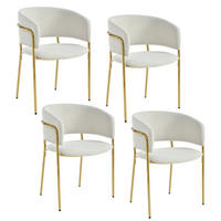 ESSZIMMERSTUHL 4 Stück 55×55×80 cm aus Metall & Holz mit Cord-Bezug, beige - Beige, Metall (55/80/55cm) - Luhomfu