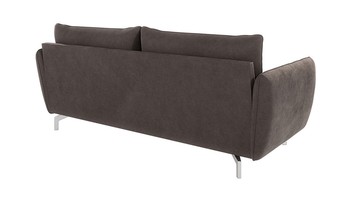 3-SITZER-SOFA Elou Braun - Khaki Microfaser - Chromfarben/Dunkelbraun, Holz/Textil (203/87/92cm) - S-Style Möbel