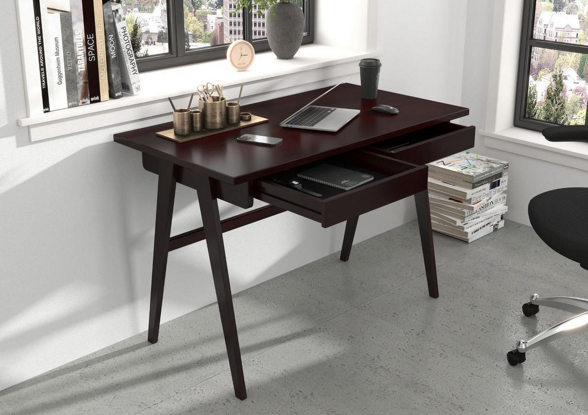 SCHREIBTISCH Edda, 120/65/75 cm in Palisanderfarbe, Buchenholz - Wengefarben, Holz/Buchenholz (65/120/75.5cm) - Visby