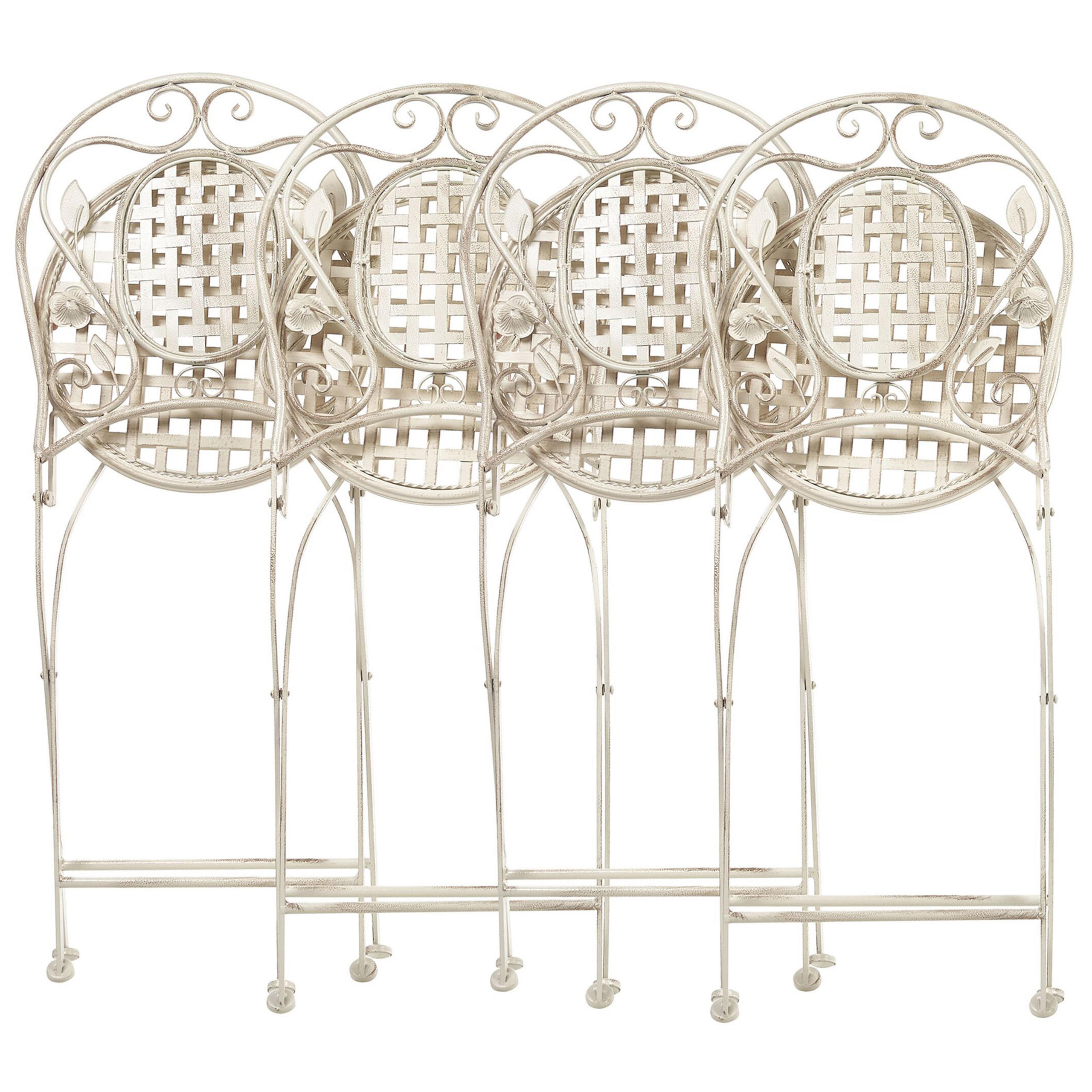 GARTENSTUHL 4er-Set Metall cremeweiß Bivio - Creme, Metall (43/93/52cm) - Beliani