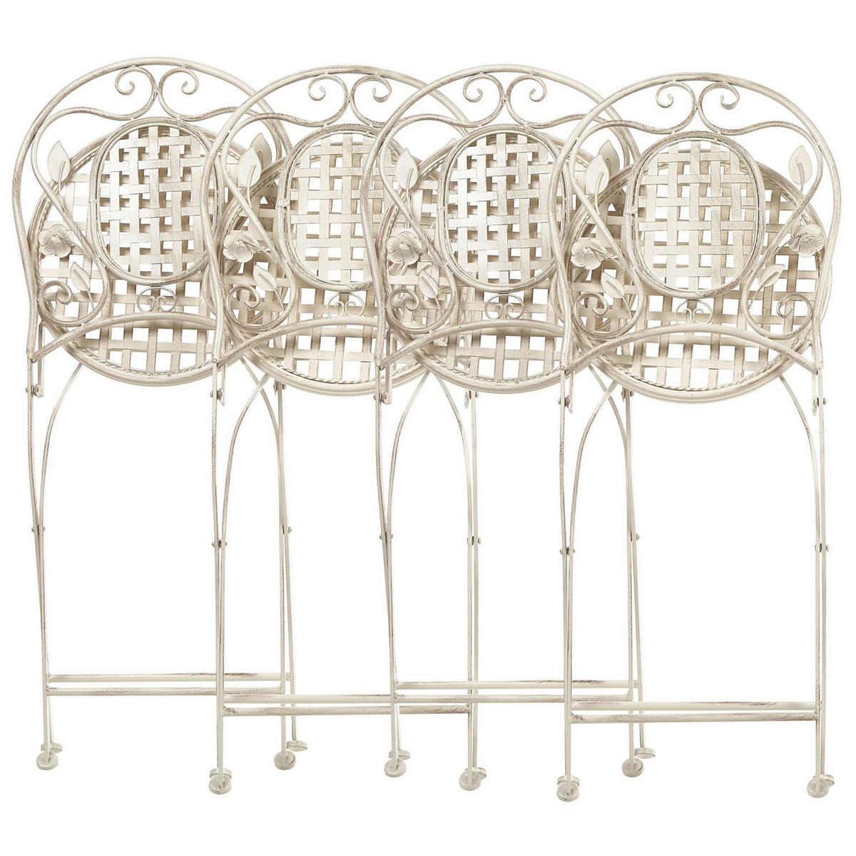 GARTENSTUHL 4er-Set Metall cremeweiß Bivio - Creme, Metall (43/93/52cm) - Beliani