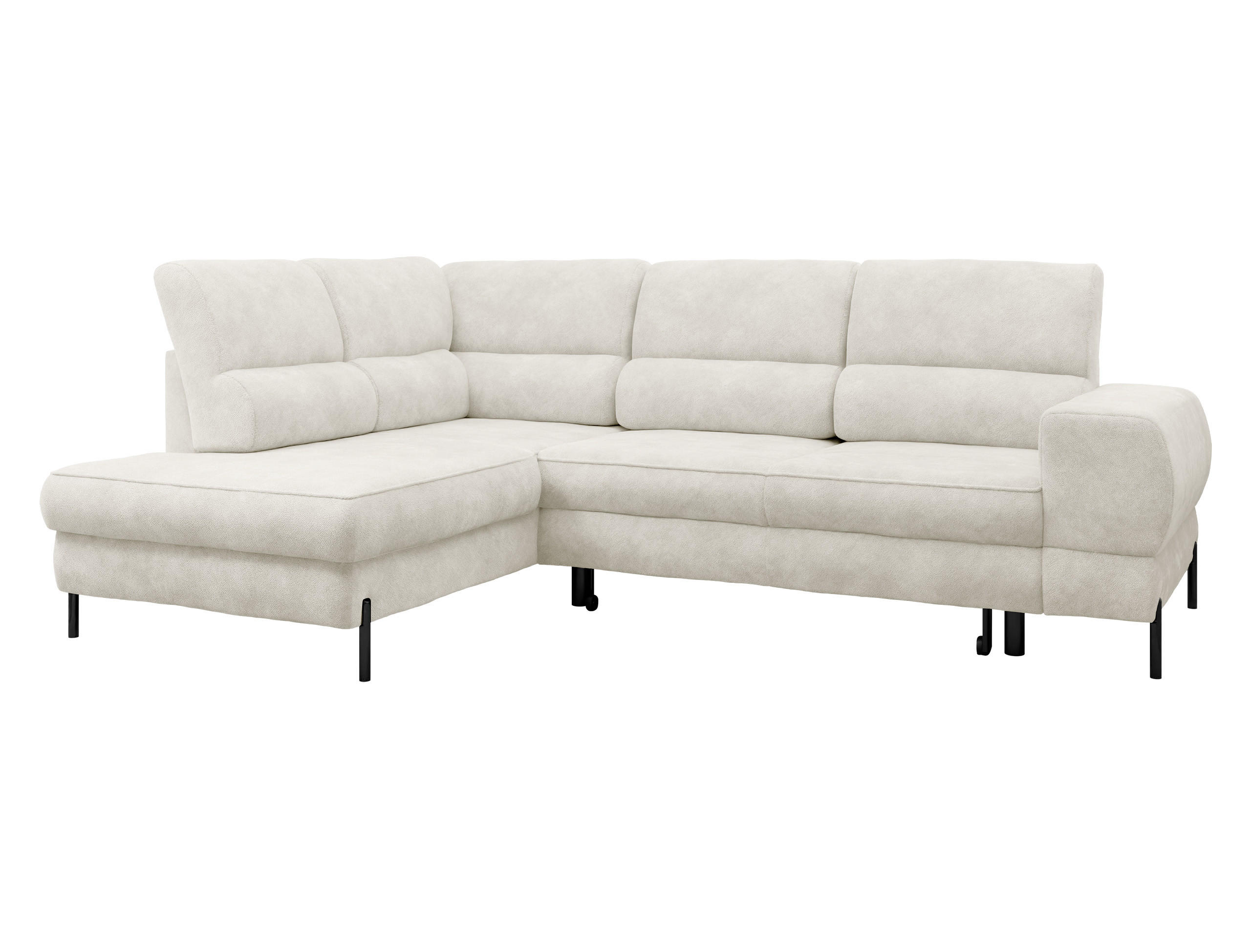 ECKSOFA Clinton, Seite: Links - Beige/Schwarz, Holz/Kunststoff (253/174cm) - MIRJAN24