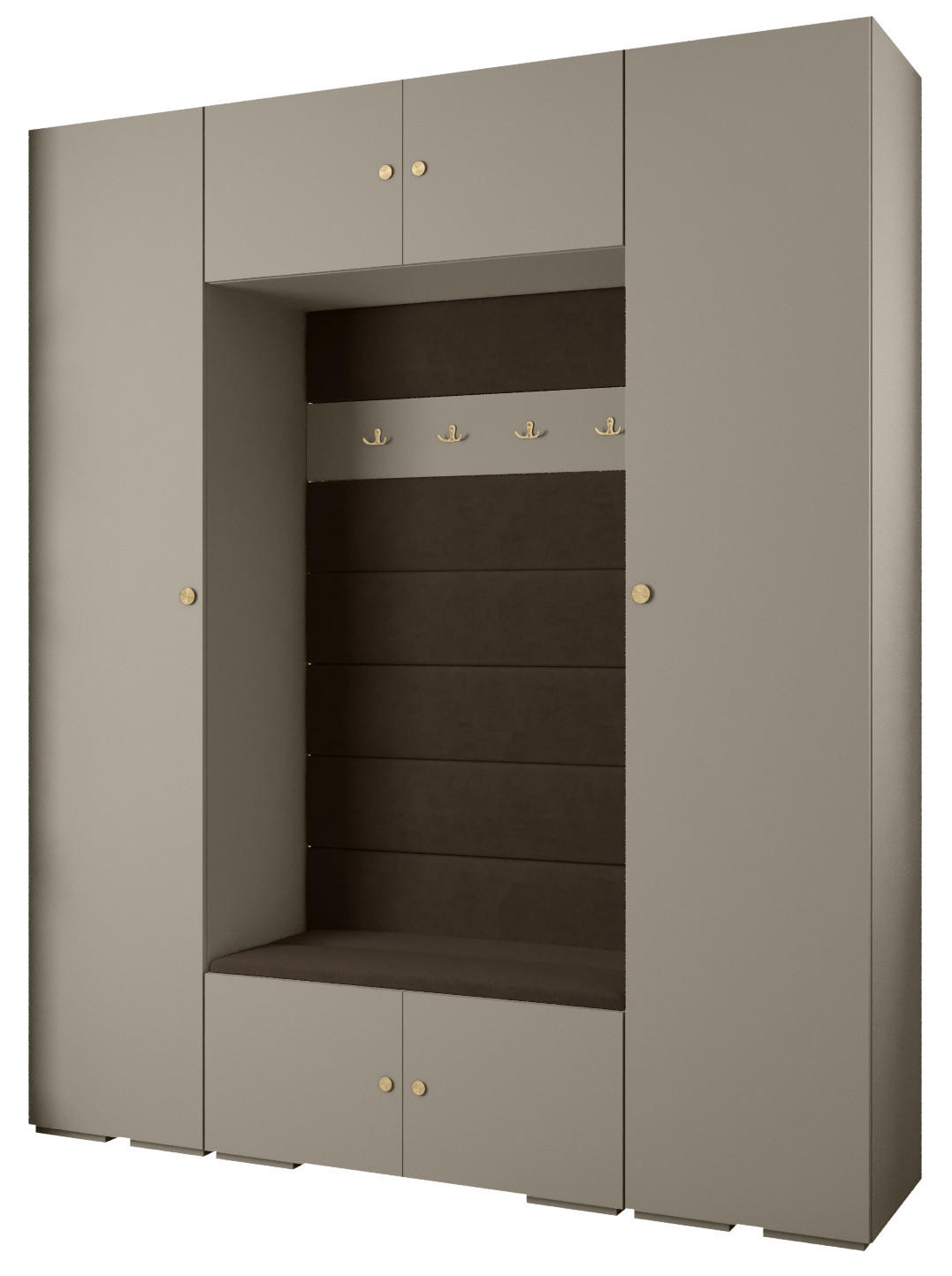 Abiks Möbel Garderoben-Set Kaschmir, Braun, Gold 200x236.7x47 cm