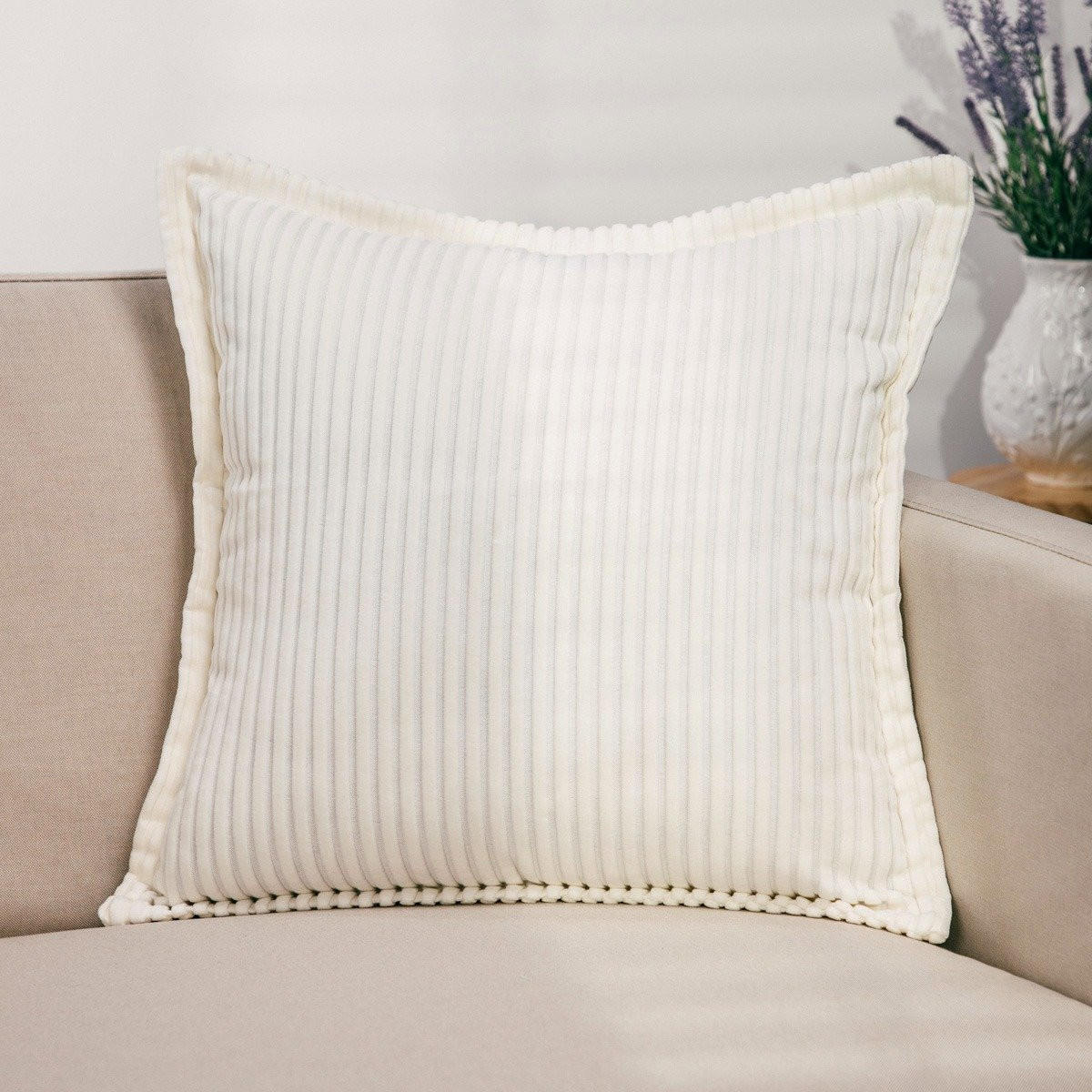 KOPFKISSENBEZUG Samt weiß 45/45 cm - Weiß, Textil (45/45cm) - Homla