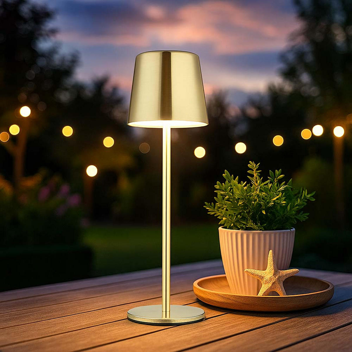 LED TISCHLEUCHTE Messing Metall - Goldfarben, Metall (9.7/9.7/32cm) - Globo Lighting