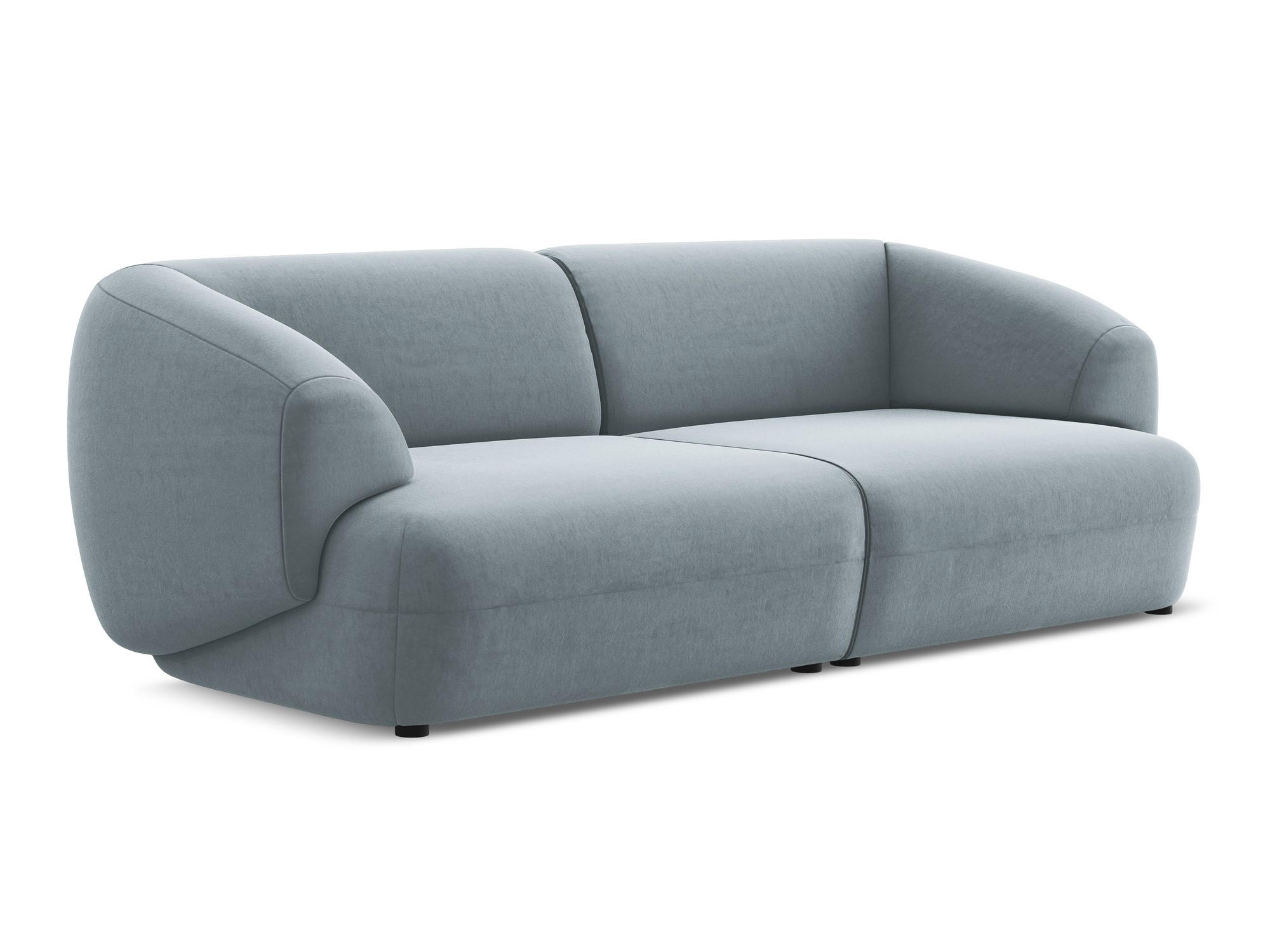 4-SITZER-SOFA Samt Stoff Blau - Blau/Schwarz, Kunststoff/Textil (232/81/98cm) - Makamii