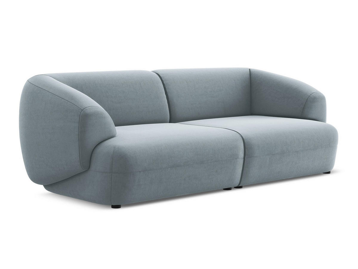 4-SITZER-SOFA Samt Stoff Blau - Blau/Schwarz, Kunststoff/Textil (232/81/98cm) - Makamii