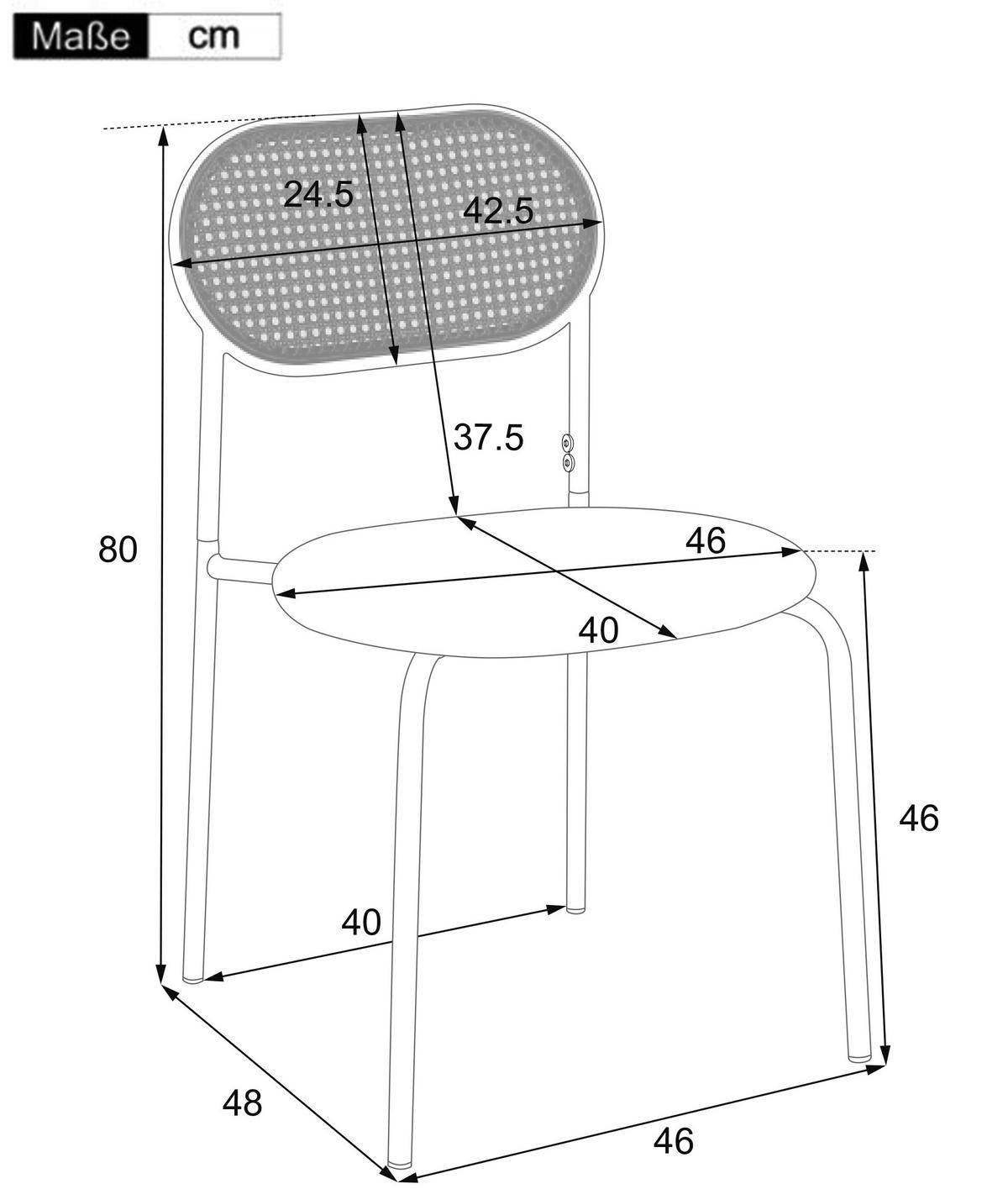 ESSZIMMEERSTUHL-SET 4er-set Schwarz 48/46/80 cm - Schwarz, Metall (46/80/48cm) - Urban Meuble