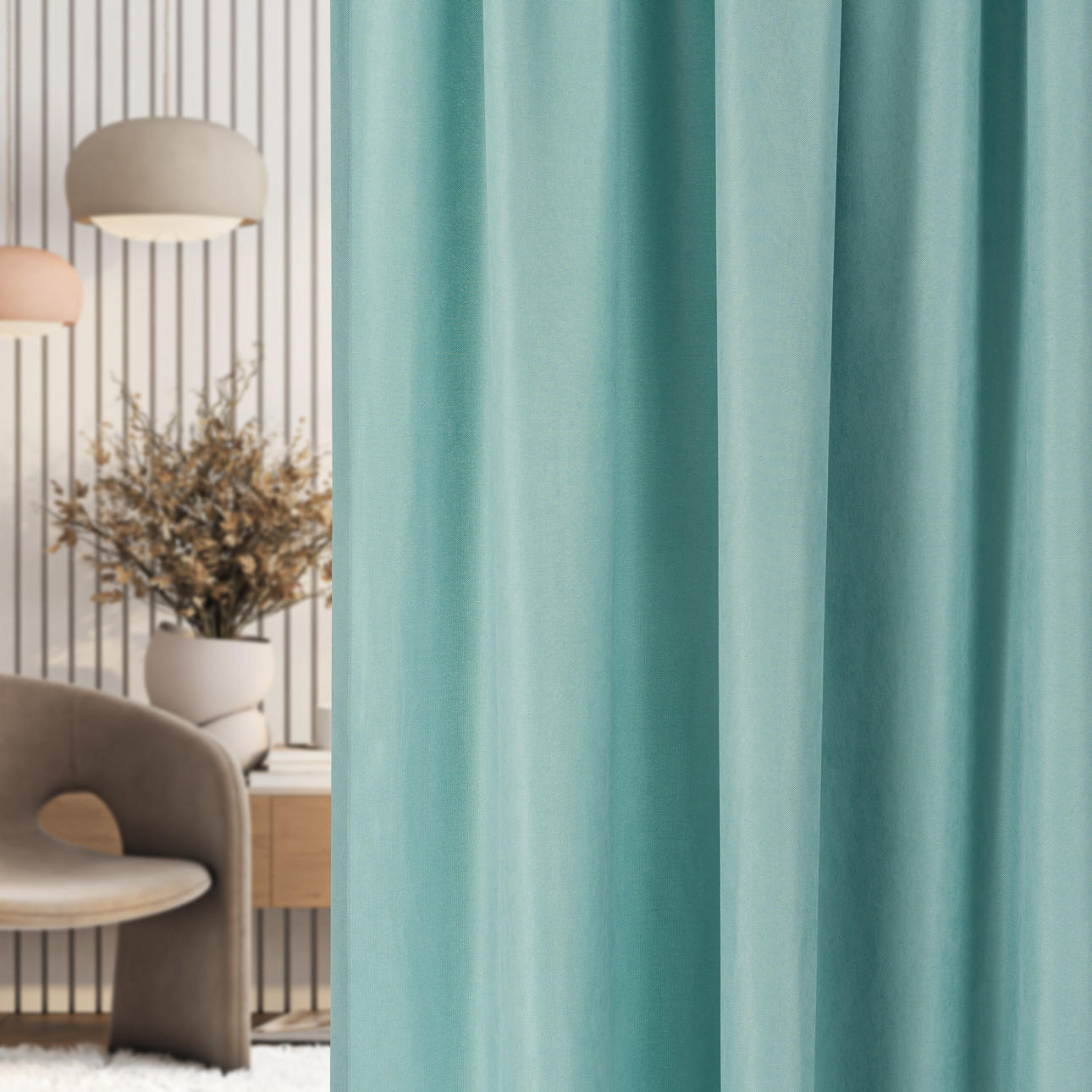 FERTIGVORHANG mit Schlaufenband türkis 140 x 280 cm - Türkis, Textil (140/280/1cm) - Dekoria