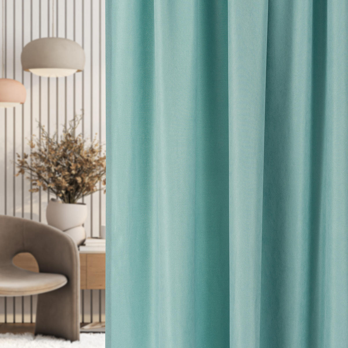 FERTIGVORHANG mit Schlaufenband türkis 140 x 280 cm - Türkis, Textil (140/280/1cm) - Dekoria