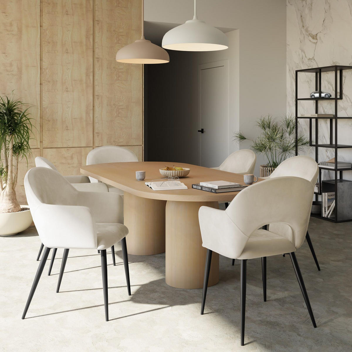 ARMLEHNSTUHL 2er Set Sachel 57 x 61 5 x 87 5 cm creme - Creme, Kunststoff (57/87.5/61.5cm) - tectake
