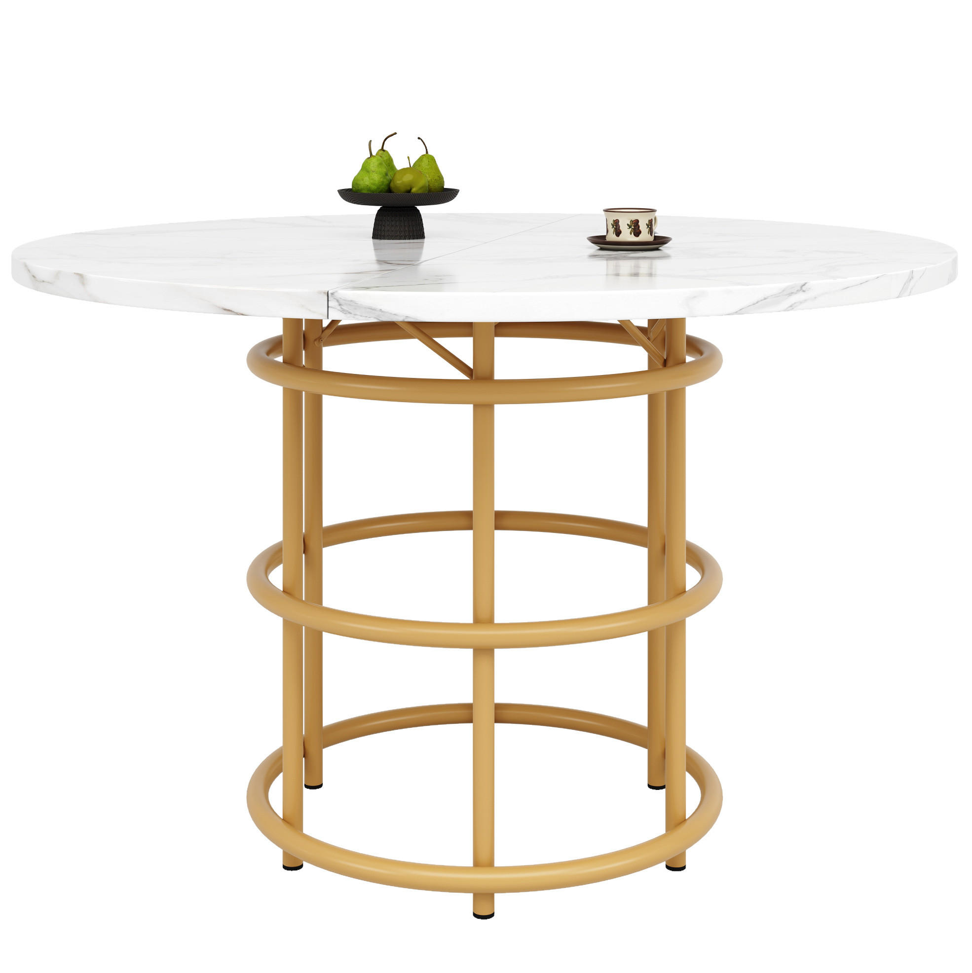 ESSTISCH, MDF in Marmoroptik & Metallgestell, 100/100/76 cm, Goldfarben - Goldfarben, Holzwerkstoff (100/100/76cm) - Redom
