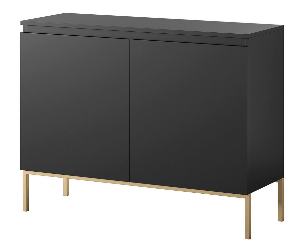 SIDEBOARD Bemmi Schwarz mit goldenen Metallbeinen 100 cm - Goldfarben/Schwarz, Holzwerkstoff/Metall (100/77/35cm) - Selsey