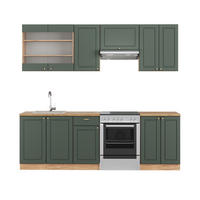 KÜCHENZEILE Fame-Line Grün-Gold Landhaus/Goldkraft Eiche 240 cm AP Eiche - Honigeiche/Grün, Holzwerkstoff (240/81.6/60cm) - Vicco