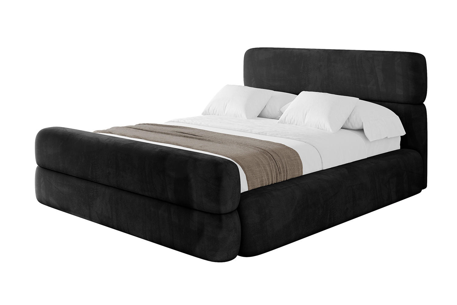 POLSTERBETT mit Bettkasten, Fußteil und Lattenrost, Boxbett mit Matratze H3/H4 - ENORA-Z 180x200 Schwarz - Schwarz, Holzwerkstoff/Textil (180/200cm) - ALTDECOR