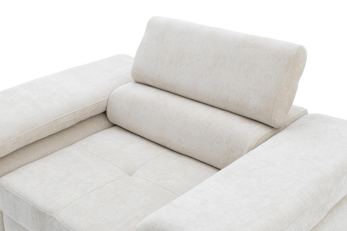 SESSEL WILD mit verstellbare Kopfstütze Chenille Beige - Chromfarben/Beige, Holz/Textil (130/100/101cm) - Muffo