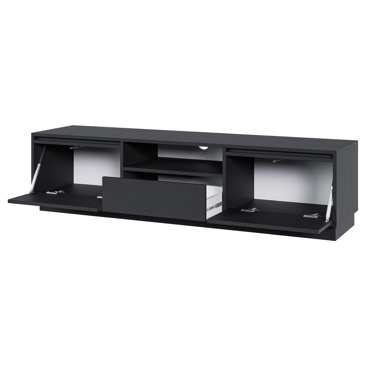 TV-MÖBEL Evo Schwarz 154 cm - Schwarz/Graphitfarben, Holzwerkstoff (154/39.4/39cm) - Selsey