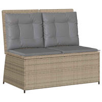 GARTENBANK Verstellbar mit Kissen Beige Poly Rattan - Beige/Grau, Kunststoff (67/95/108cm)